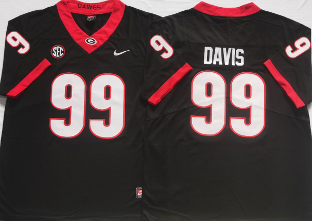 Men's Georgia Bulldogs Jordan Davis #99 Black Jersey